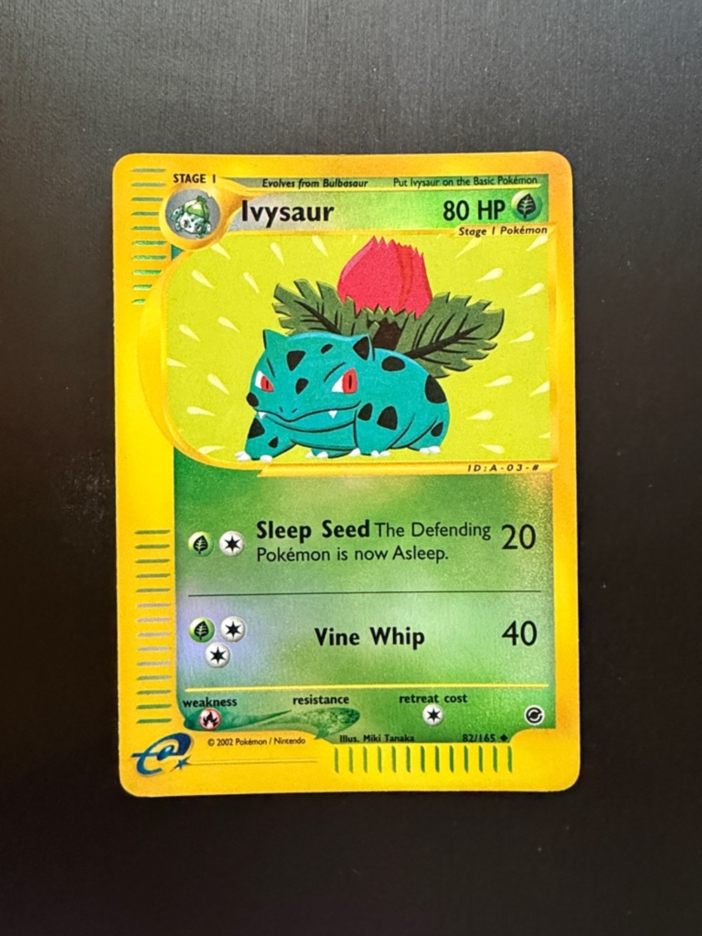 Pokemon Ivysaur Card Yellow Green Blue